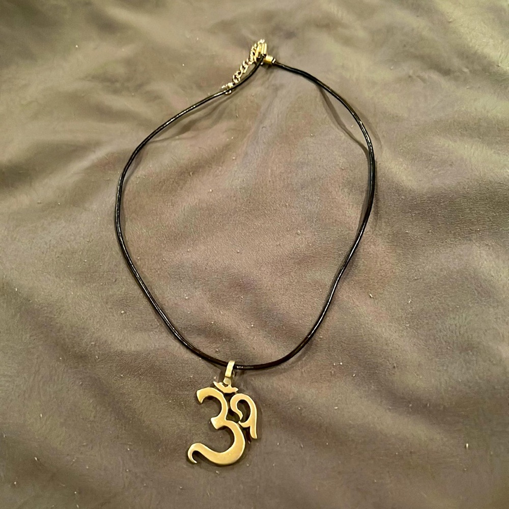 Hand Finished OM Pendant on Leather Necklace
